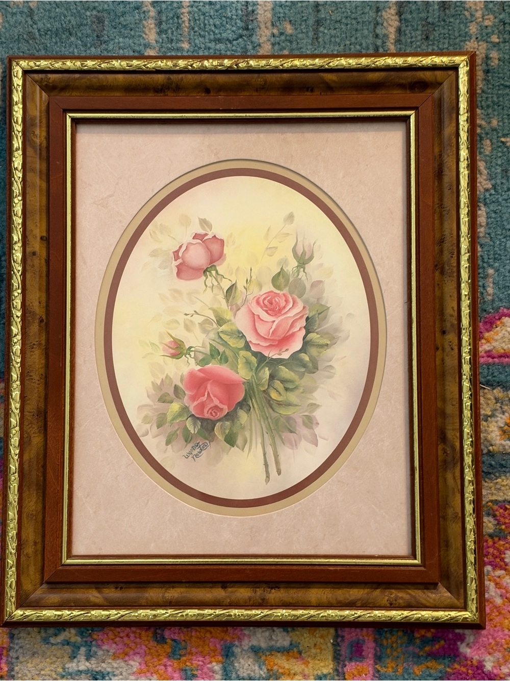 vintage 1980s rose still life framed print by wynona newton